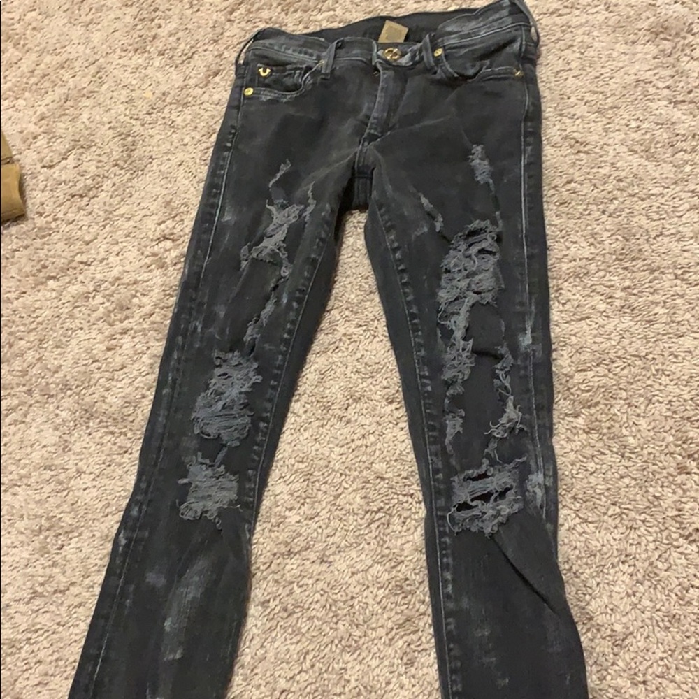 Off black distressed denim